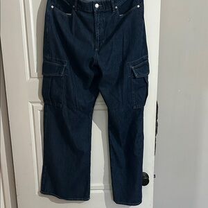 LOFT Indigo Denim Cargo Pants